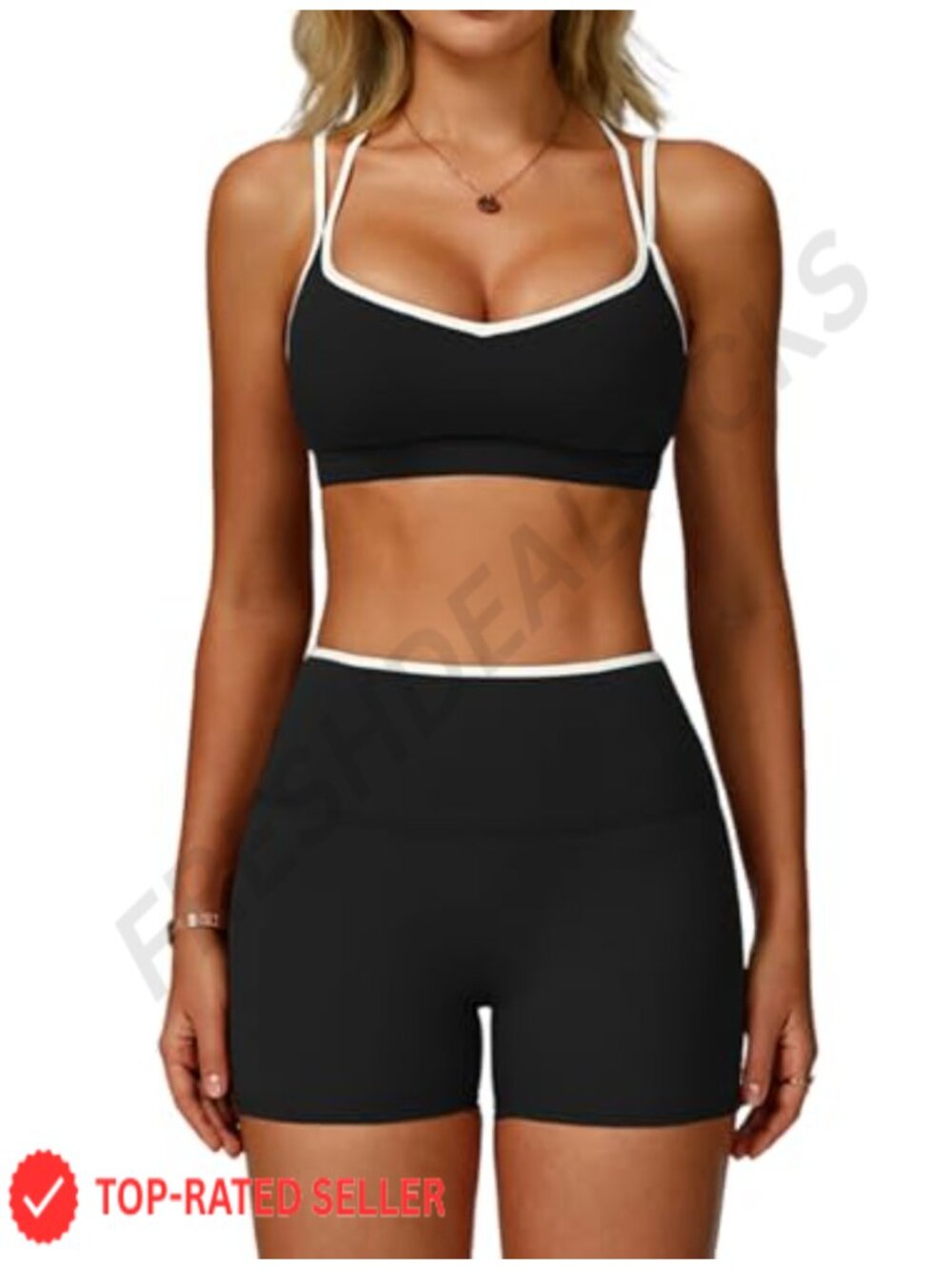 Two Piece Workout Set Sports Bra High Waist Scrunch Butt Shorts Gym Yoga